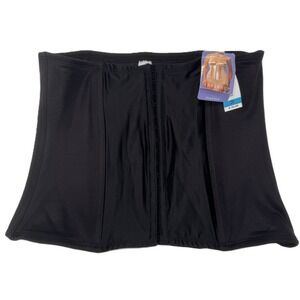 Cabernet Black Waist Cincher Shaper Womens 2XL Satin Corset Hook Eye Closure NWT